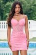 Sparkly Pink Corset Tight Short Homecoming Dress with Lace Online Sale