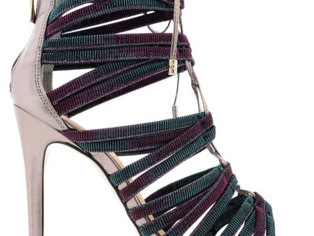 CECCONELLO ALESIA Purple Petrol Cord Heeled Sandals For Cheap