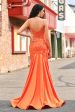 Orange Mermaid Spaghetti Straps Beaded Long Prom Dress Supply