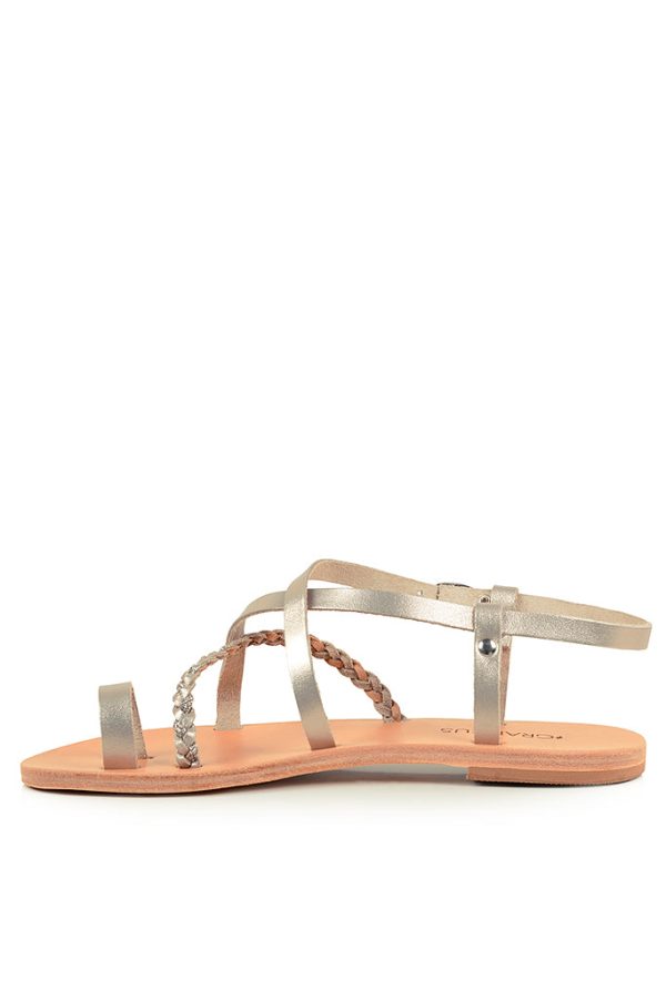 Hebe Platinum Leather Sandals on Sale