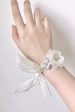 White Ceramic Flower Wrist Corsage with Lace Ribbon For Sale