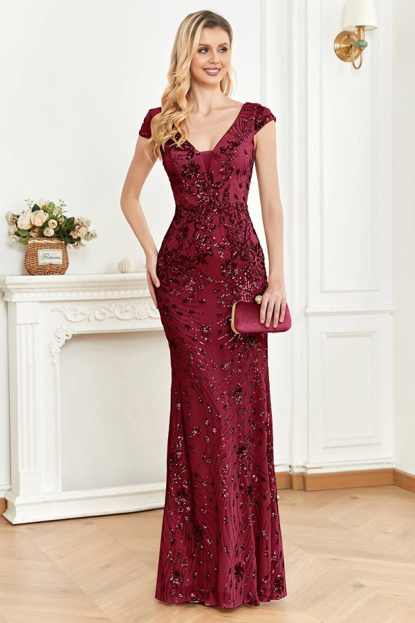 Beading Golden Sheath Formal Dress with V-neck Supply