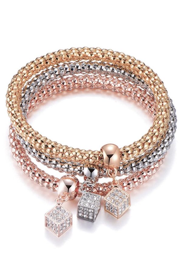 Hokera Bracelets Set in Gold Silver and Rose Gold For Discount