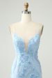 Light Blue Spaghetti Straps Tight Short Homecoming Dress with Sequins For Discount