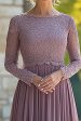 Black Tie Vintage Mauve Column Scoop Chiffon Long Mother of the Bride Dress with Lace Appliques Hot on Sale