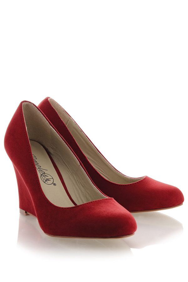 TILDA Red Suede Wedges Online now