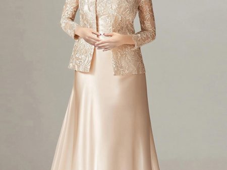 A-Line Champagne Chiffon 2-Piece Mother of the Bride Dress Online Sale