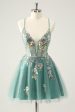 Grey Green A Line Glitter Sequins Spaghetti Straps Homecoming Dresses Discount