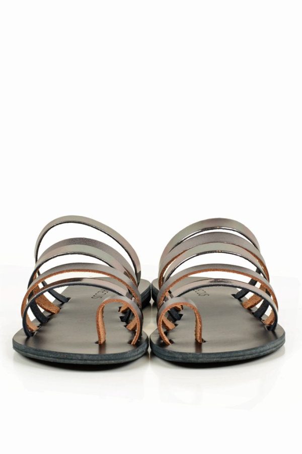 Athena Black Leather Sandals Online now