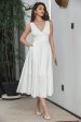 Elegant White A Line V Neck Sleeveless Graduation Dress with Hollow-out Back For Sale