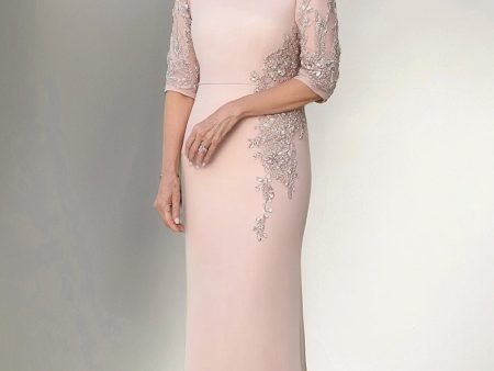 Champagne Mermaid Half Sleeves Long Mother of The Bride Dress Hot on Sale