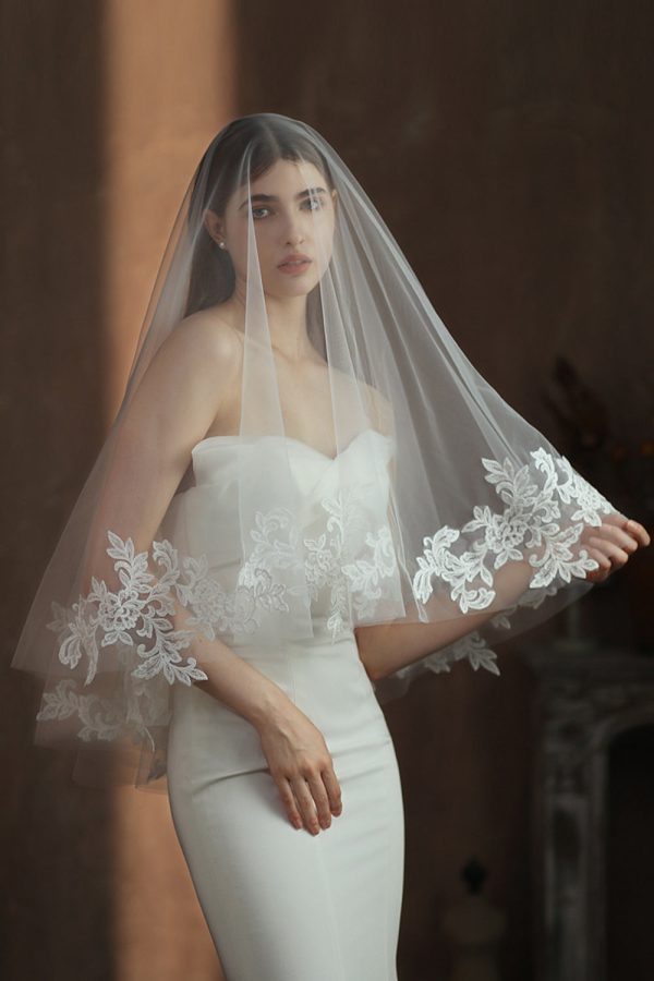 White Classic Two Tier Bridal Veil Sale