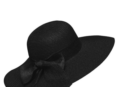 Arleen Black Flat Hat with Ribbon Online Sale