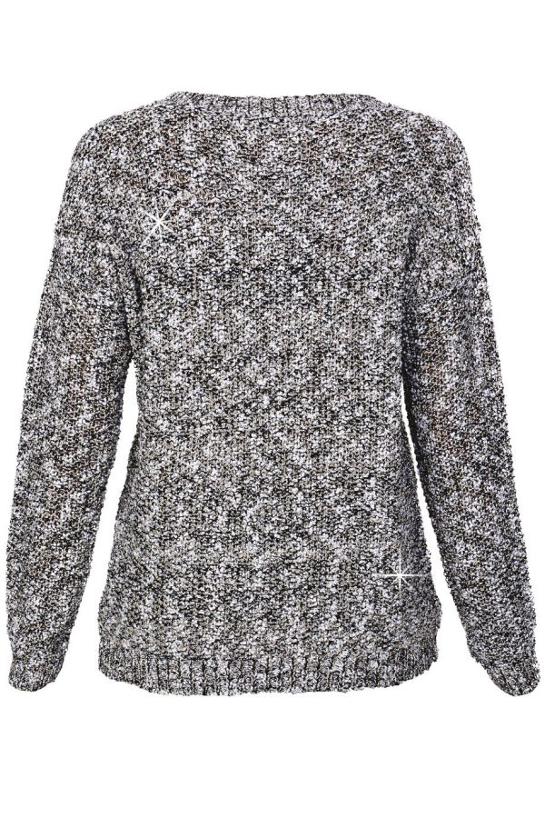 C BLOCK NAOMI Black White Tweed Effect Sweater Fashion