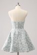 Grey Green A-Line Strapless Floral Short Homecoming Dress For Cheap