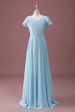 Sky Blue A Line V-Neck Ruched Chiffon Junior Bridesmaid Dress Online now