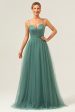 Eucalyptus Spaghetti Straps A-Line Tulle Bridesmaid Dress Sale