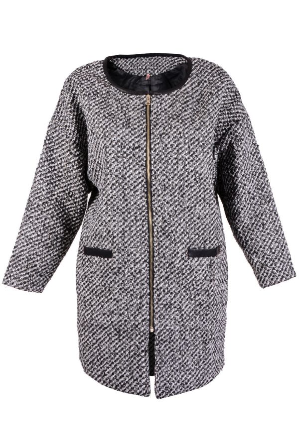 BEATRICE Grey Tweed Coat Discount