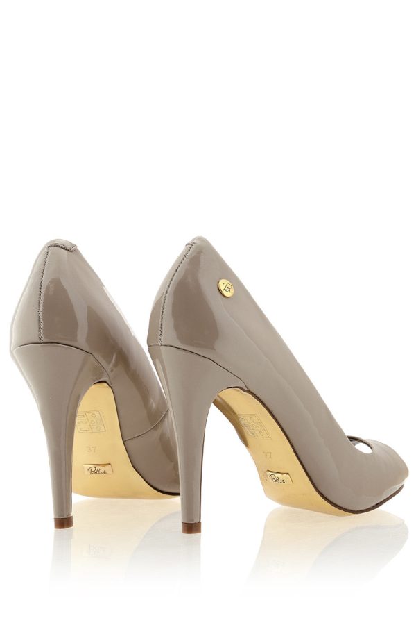 BLINK LANE Taupe Patent Peep Toe Pumps Sale