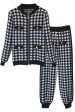 Garda Black and White Houndstooth Jacket and Pants Set For Cheap