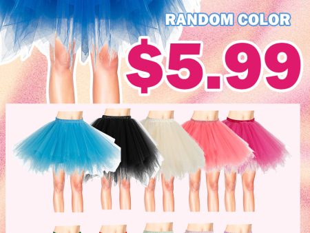 [US WAREHOUSE]80 s Tutu Skirt Layered Tulle Halloween Petticoat-Random Color Cheap