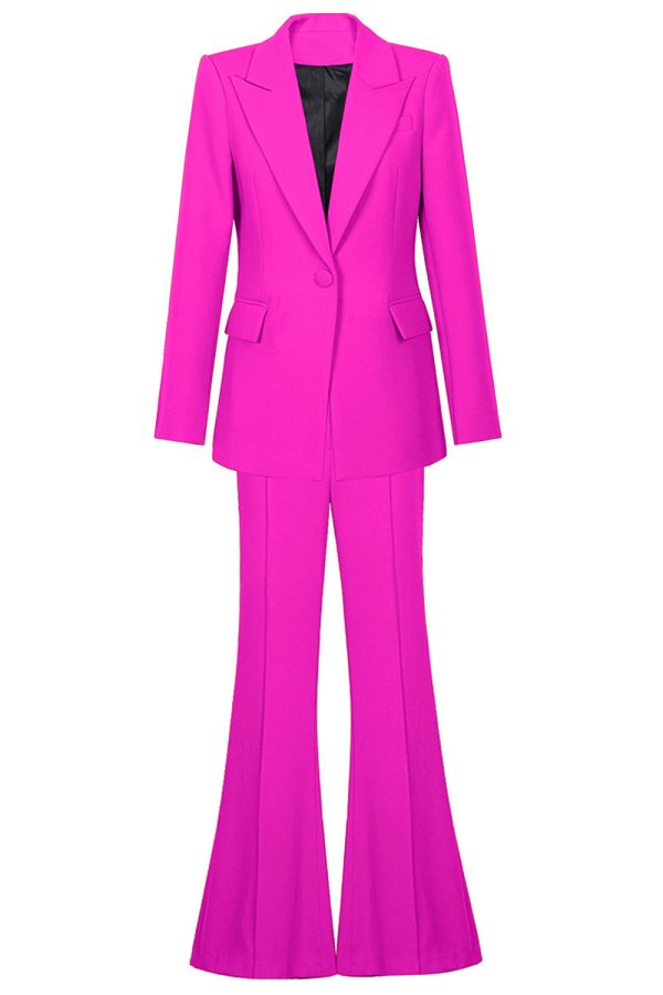 Fuchsia One Button Peak Lapel Women Suits Fashion