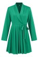 Green A Line Pleated Short Cocktail Dress with Bow Online now