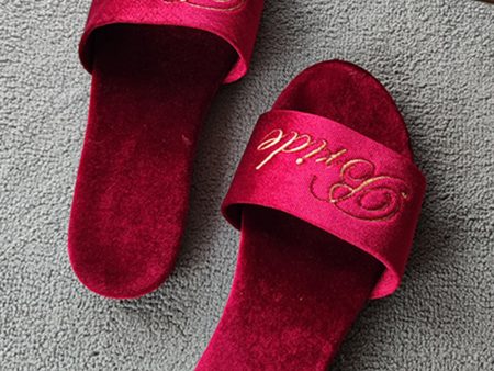 Burgundy Bride and Bridesmaid Wedding Flat Slippers Online Sale