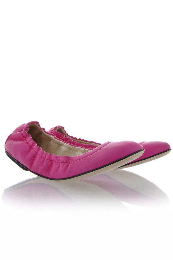 Dolce & Gabbana WOOPY Pink Leather Ballerina Flats Fashion