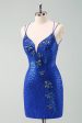 Royal Blue Glitter Tight Homecoming Dress with Sequins Butterflies For Sale