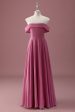 Desert Rose Off the Shoulder Chiffon A Line Junior Bridesmaid Dress Online Sale