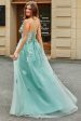 A-Line Green Tulle Corset Prom Dress with Appliques Fashion