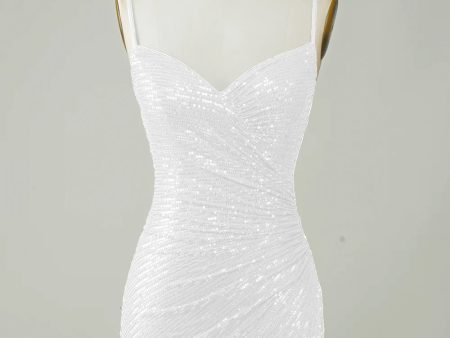 Sequins Bodycon Cute White Short Graduation Dress on Sale