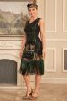 Black Green Sequins 1920s Flapper Dress with Fringe Online Hot Sale