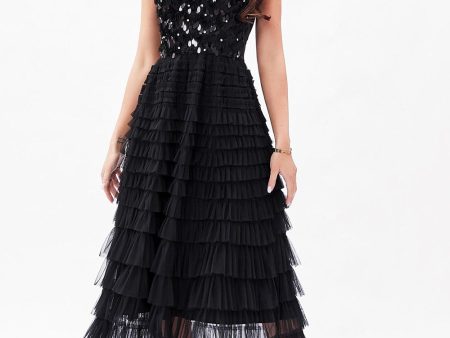 Black A-Line Tulle Tiered Corset Party Dress Online Sale