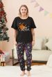 Black and Orange Spider Printed Halloween Family Pajamas Set Sale