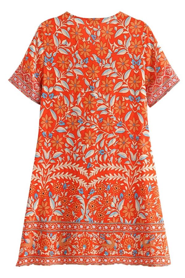 Siery Floral Orange Dress Online now