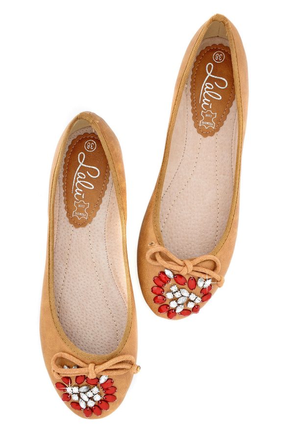 JEMINA Camel Crystal Ballerinas Online Sale