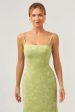 Green Mermaid Spaghetti Straps Embroidered Bridesmaid Dress with Lace Up Back Online Hot Sale