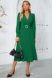 Green A Line V-Neck Long Cocktail Dress with Long Sleeves For Sale