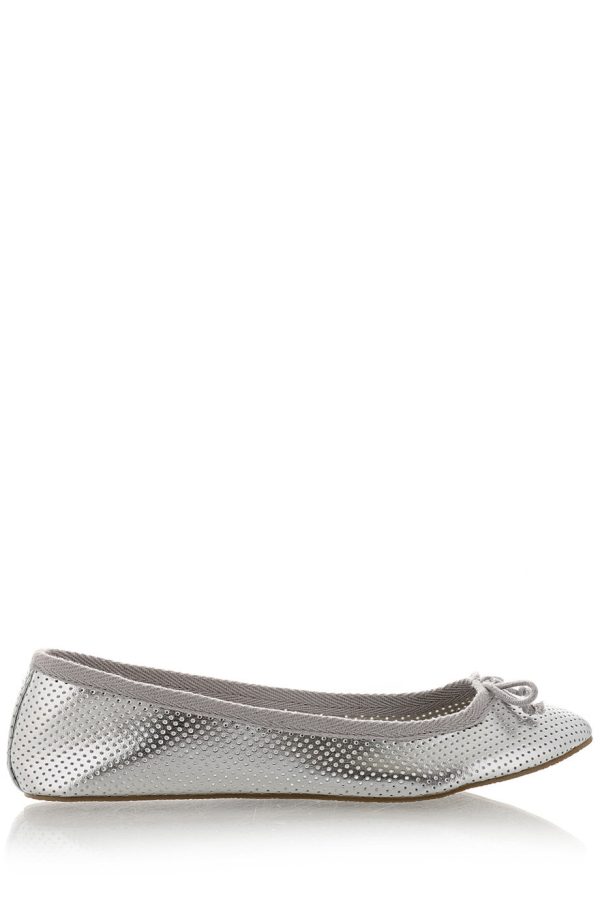 MABLE Silver Perforated Ballerinas For Discount