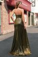 Sparkly Golden Mermaid Strapless Long Prom Dress with Slit Sale