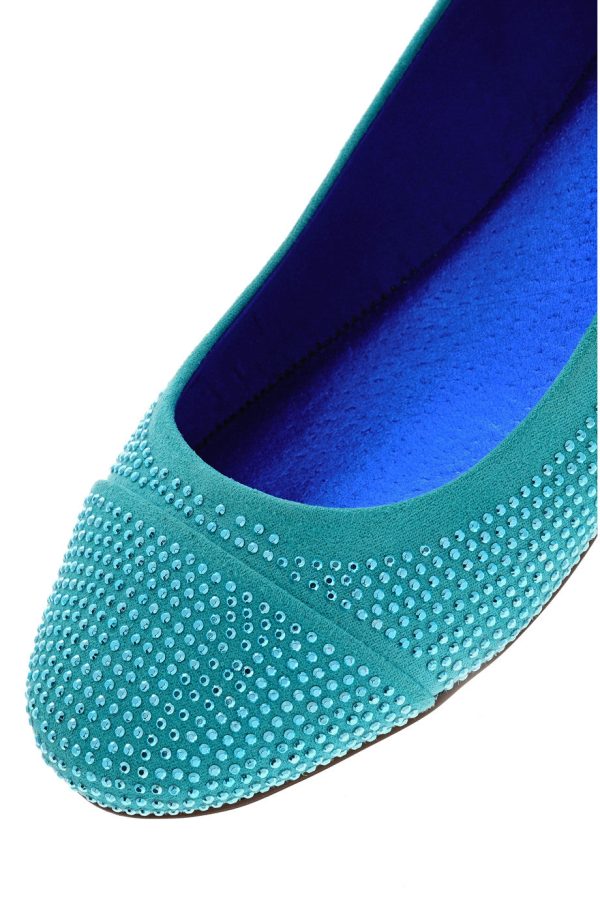 BLINK AUGUSTA Teal Studded Ballerinas Online Hot Sale