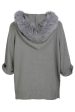 FELICIA Grey Fur Hooded Cardigan For Discount