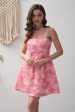 Pink Flower A-Line Spaghetti Straps Short Party Dress Cheap