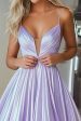 A Line Light Purple Spaghetti Straps Pleated Prom Dress Discount