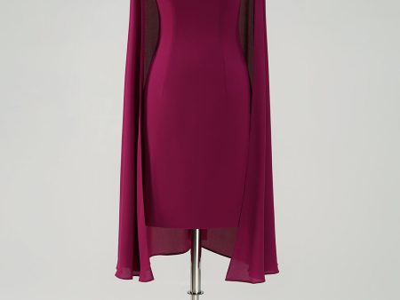 Grape Bodycon Cocktail Party Dress With Cape Cheap