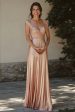 Sparkly Champagne V Neck Ruched Mother Of Bride Dress With Sequins Online Hot Sale