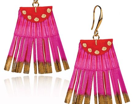 Scallop Silk Fuchsia Earrings Online now