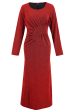 Red Mermaid Scoop Neck Long Party Dress with Long Sleeves For Cheap